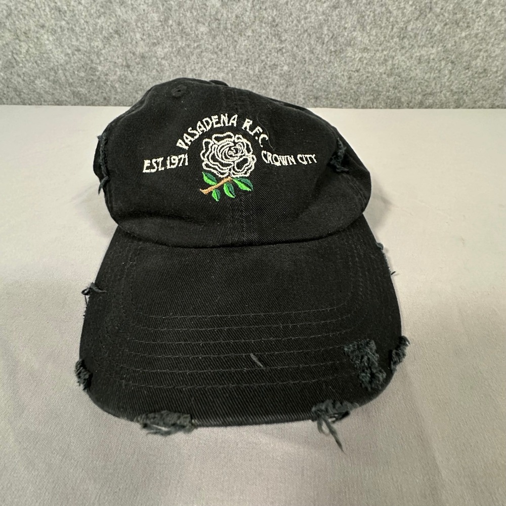 District Threads Pasadena RFC Hat OSFA Black Distressed Rose Crown City